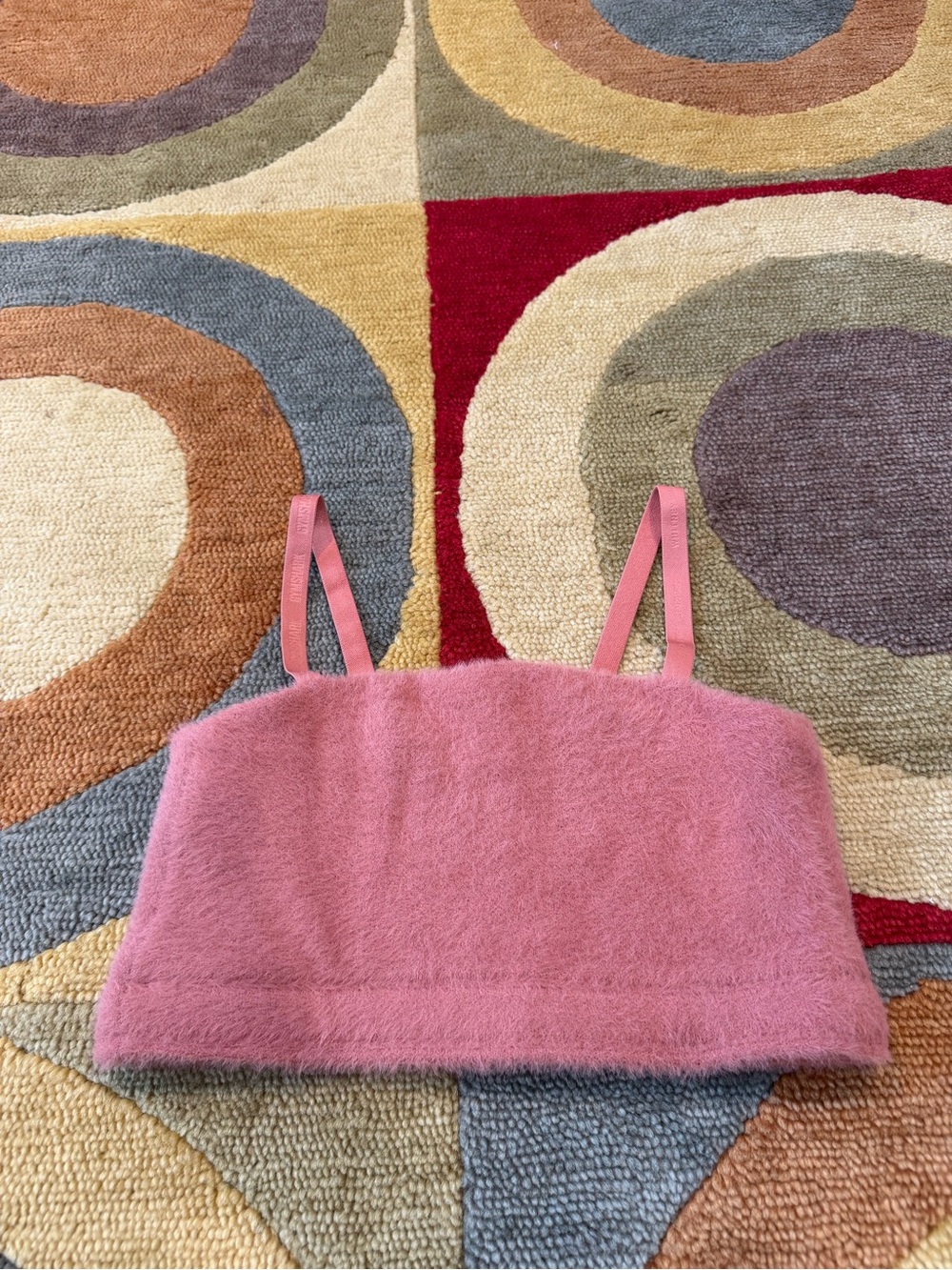 Gymshark x Whitney Simmons Eyelash Knit Bandeau Pressed Petal Soft Fuzzy Medium